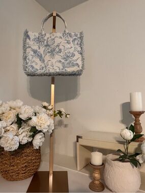 Sandro Blue and White Floral Canvas Tote